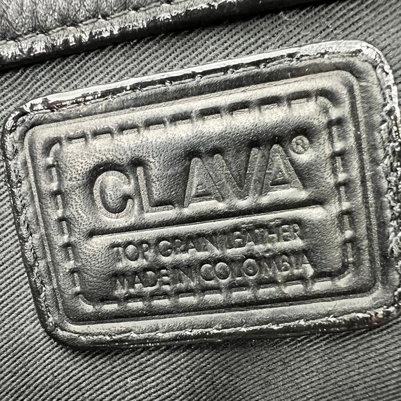 Clava Leather Tassel Handbag Black Leather Top Handle Bag Removable Pouch FLAW - Picture 6 of 10